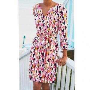 Boden Kelsey Linen Tunic Dress Light Pink Exotic Birds Print Size: 2